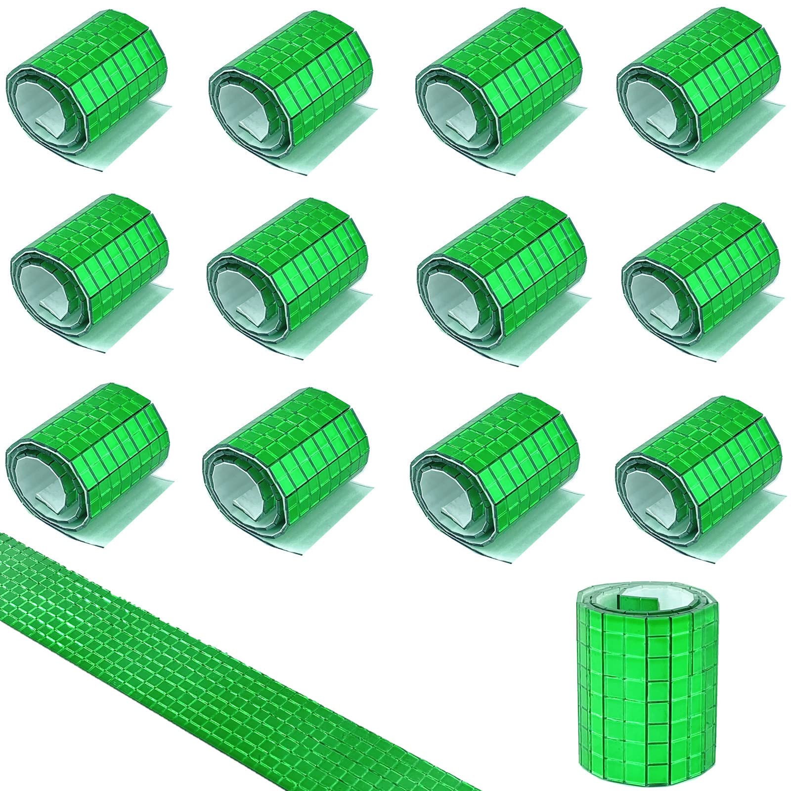 Lot de 5760 autocollants en verre véritable pour carreaux de mosaïque carrés - 5 x 5 mm - Vert