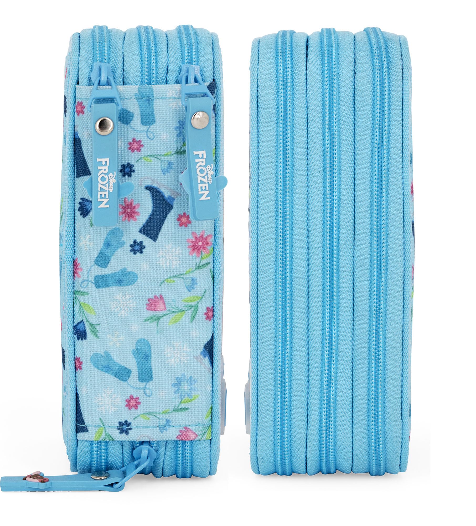 3-Fach Federmäppchen Mädchen Gefüllt für Die Eiskönigin Frozen Fan – Schulmäppchen Set 46 Teile mit Radierbaren Stiften, Filzstiften, Buntstiften – ideal für Schule & als Geschenk 6-12 Jahre