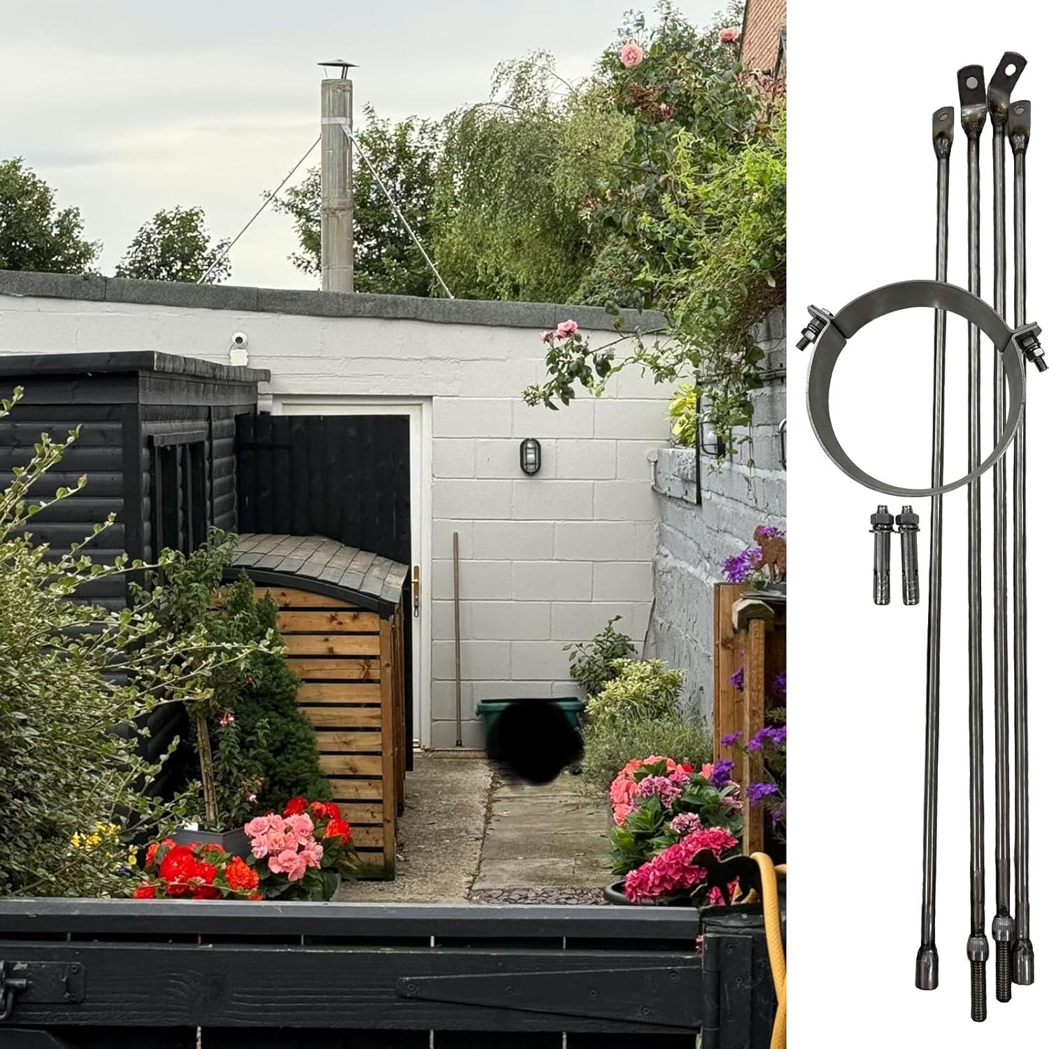 Stainless Steel Chimney Flue Support Bracket - Durable Wall Brace for Wood Stove Pipe & Roof Vent, 8 11/16 inch (221mm) Diameter, Heavy-Duty Pipe Supports