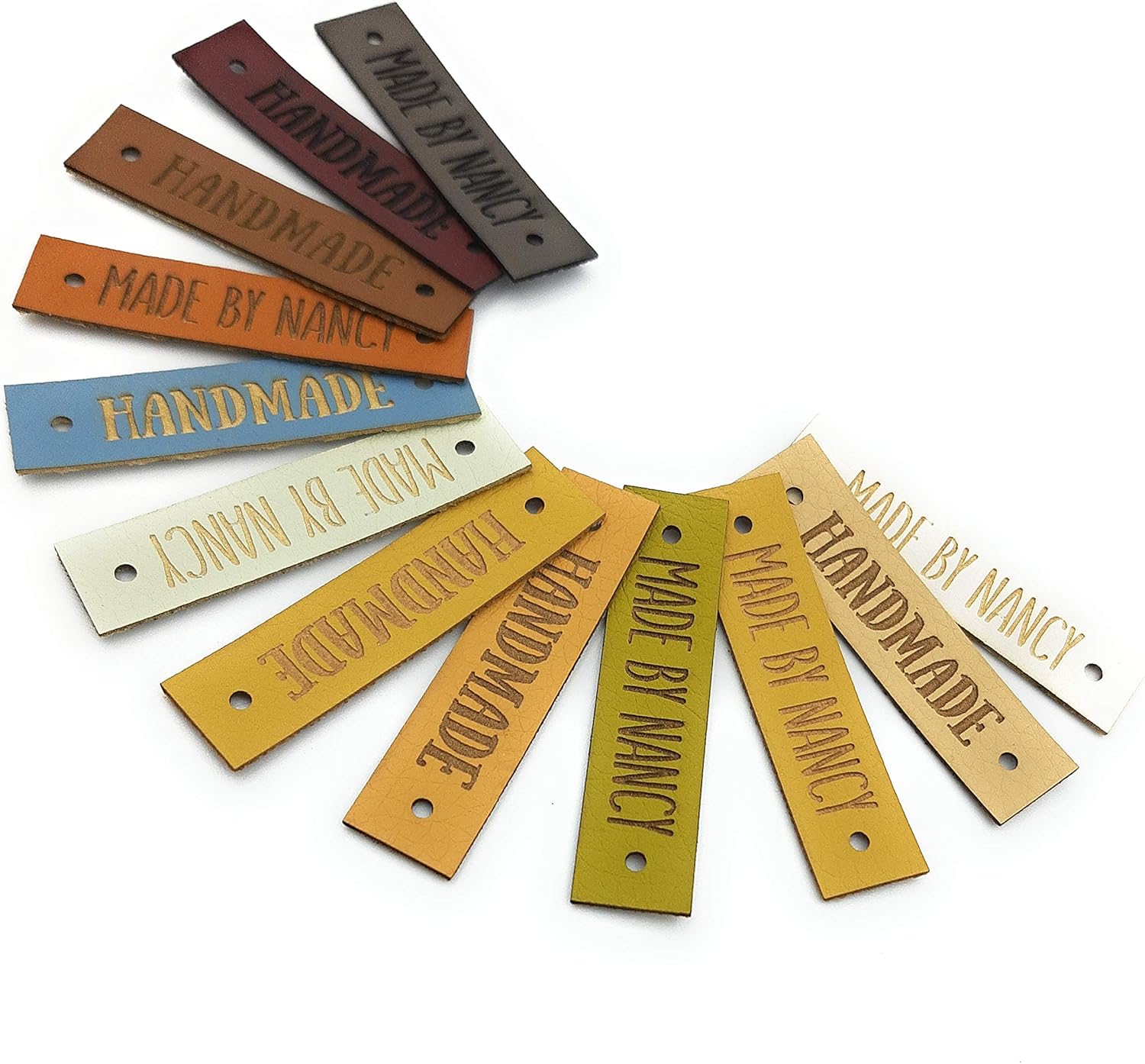 Faux leather labels for handmade items, vegan leather tags, personalized crochet labels, custom knitting labels, sewing labels, crochet tags, various sizes shapes images to choose from, set of 25 pc