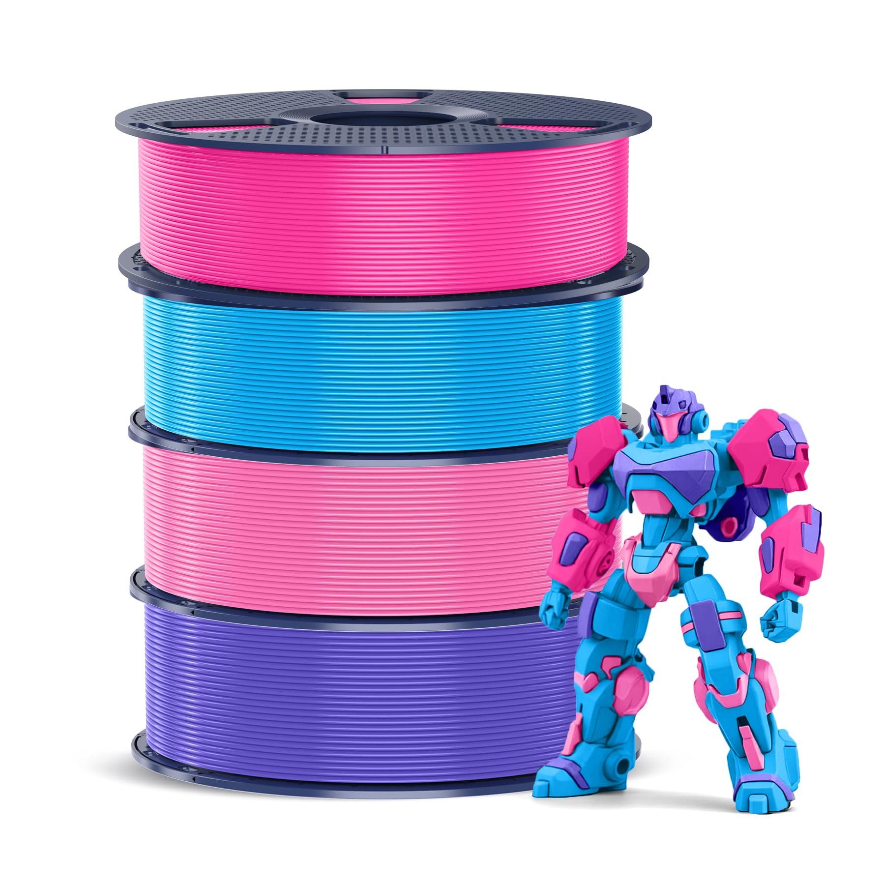 SUNLU 4KG PETG Filament 1,75mm, Paquete de Filamento Para Impresora 3D, Mayor Resistencia y Alta Resistencia al Impacto, 1kg por Carrete, 4 Rollos, Magenta+Cian+Rosa+Morado Lavanda