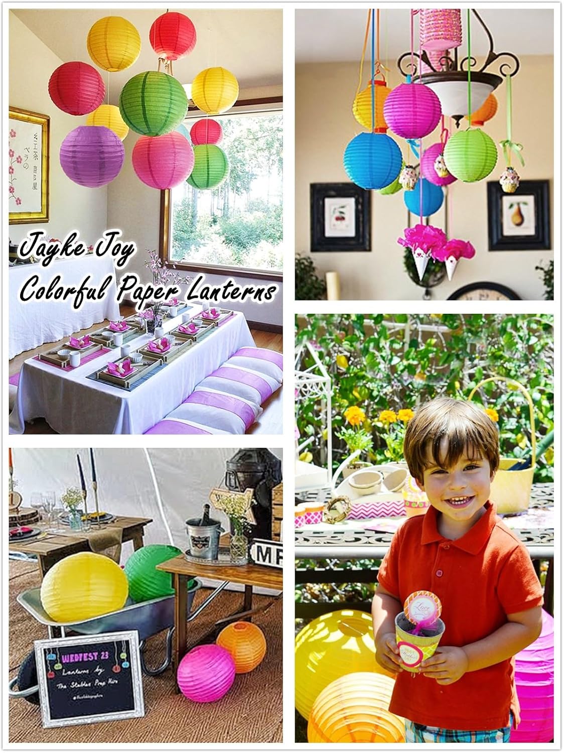 15pcs Colorful Paper Lanterns Multicolor Hanging Ball Lanterns for Birthday Wedding Bridal Baby Shower Home Office Classroom Outdoor Indoor Party Decoration (6 inch)