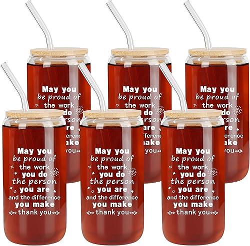 6 juegos de tazas de agradecimiento con la frase "May You Be Proud", regalos de la semana de agradecimiento a los empleados, tazas de vidrio con