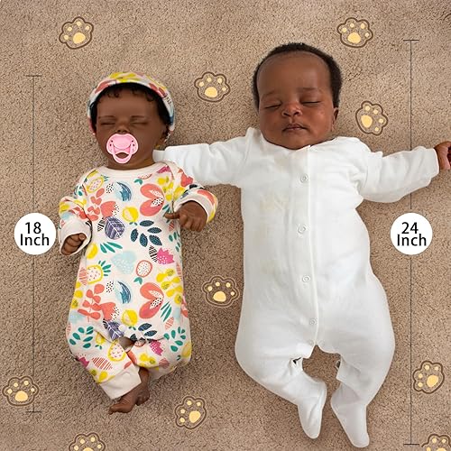 Miniatura 5 de UNIH Muñecas de bebé Reborn de 18 pulgadas, realista, recién nacida, suave, de cuerpo completo, muñecas afroamericanas realistas con ropa y kit de