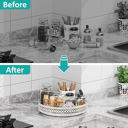 Miniatura 4 de Ovicar Lazy Susan - Organizador giratorio de 11 pulgadas, estante de especias giratorio de metal Lazy Susan para gabinete, despensa, cocina,