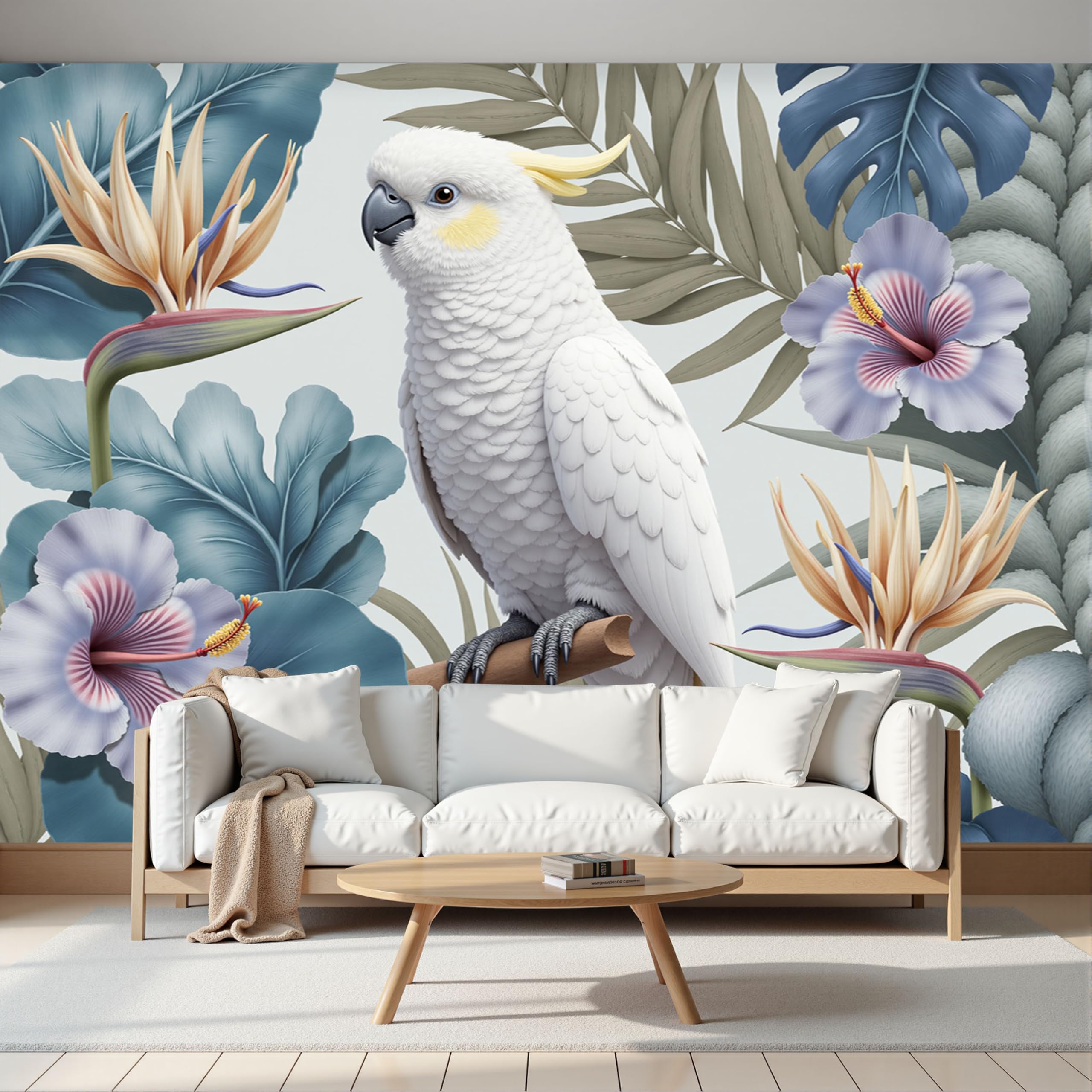 Papier peint panoramique perroquet cacatoès fresco mural 3D salon 400x280