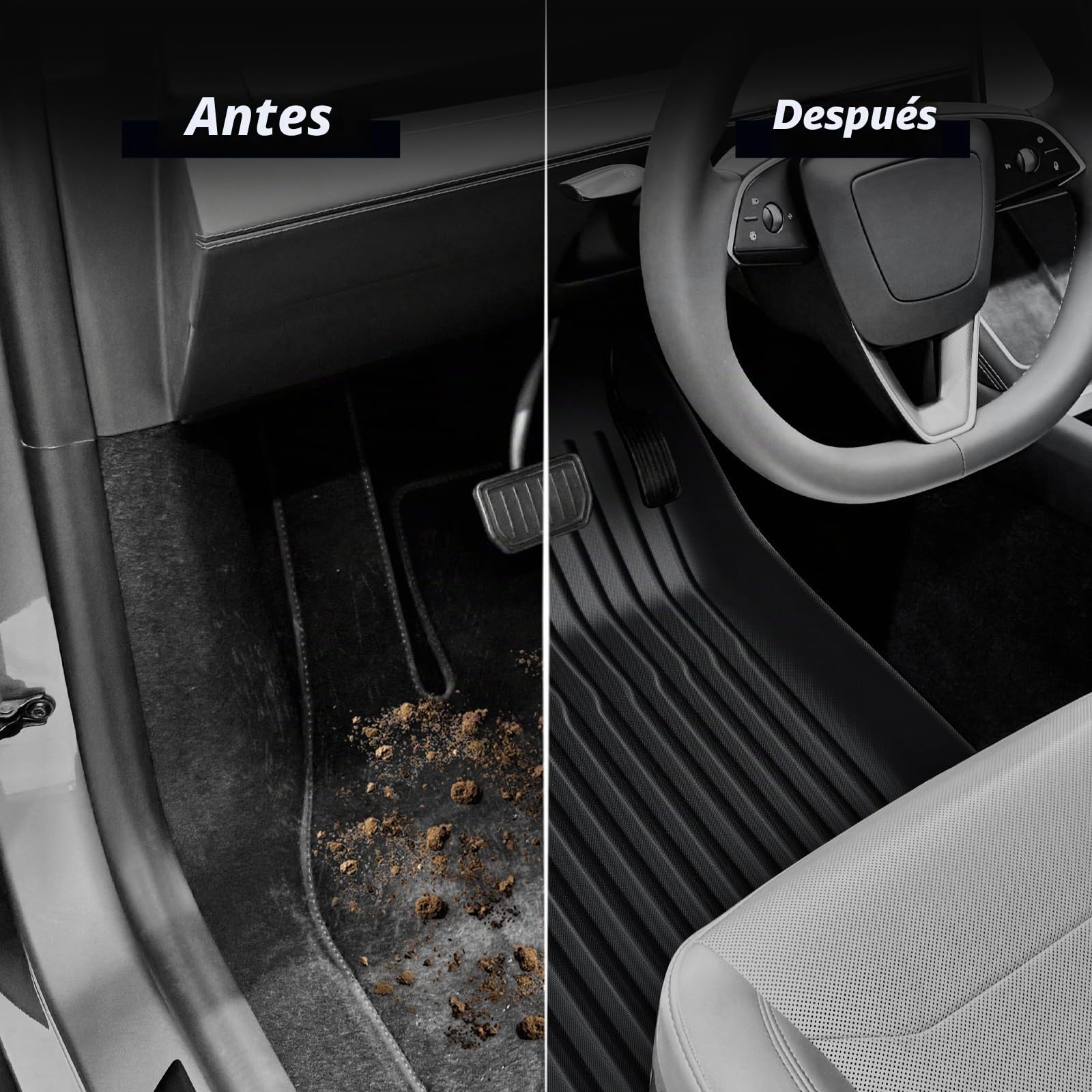 ECOZEN Alfombrillas Tesla Model Y 2025 de Goma para Coche, 3D Alfombrillas para Model Y 2025 de TPE para Coche Antideslizantes, talonera de Goma Reforzada de fijación para Todo Tipo de climas