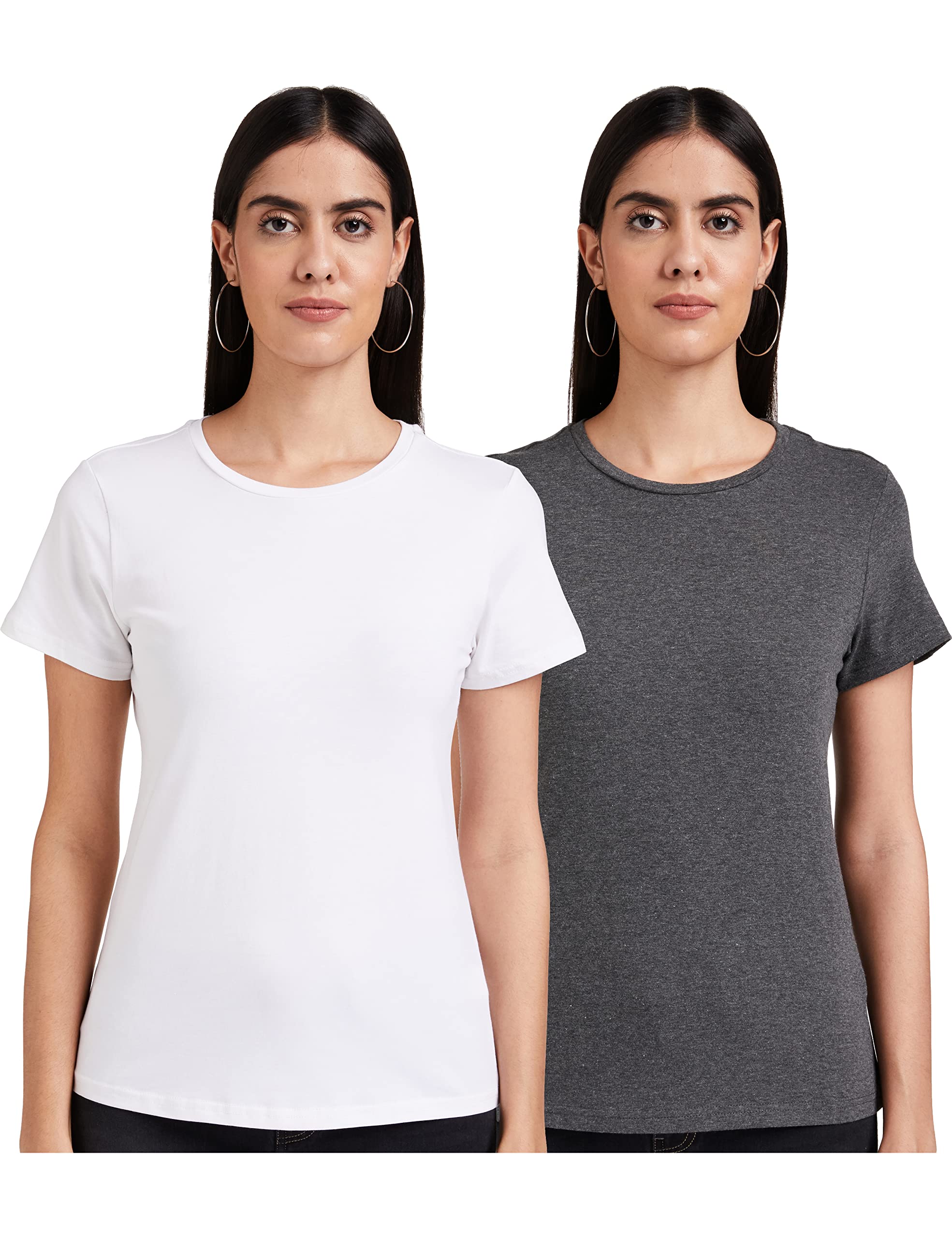 Amazon Brand - Symbol Women's Cotton Stretch Half Sleeve Round Neck Regular Fit T-Shirt (Available in Plus Sizes)