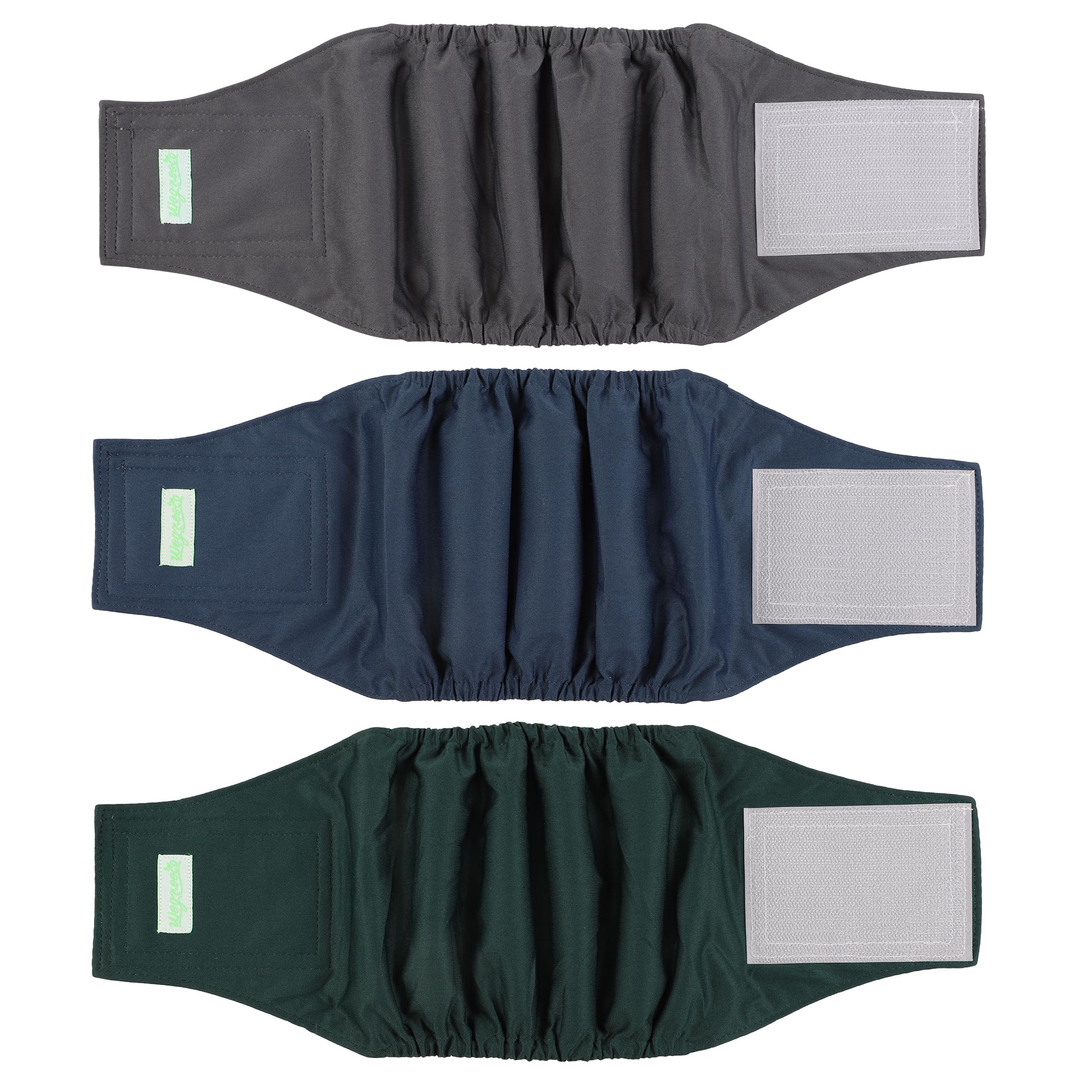 wegreeco Washable Male Dog Belly Band (Stylish Pattern)- Pack of 3 - Washable Male Dog Belly Wrap, Dog Diapers Male (Blue, Green, Charcoal, X-Large)