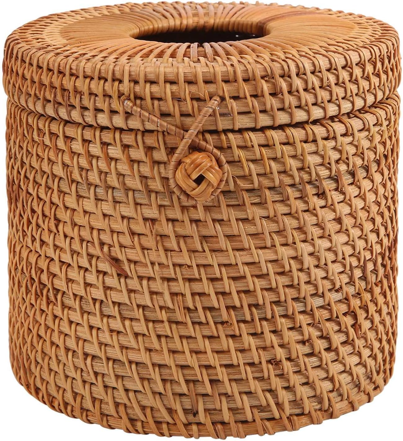 TAMOSH Round Rattan Tissue Box Vine Roll Holder Toilet