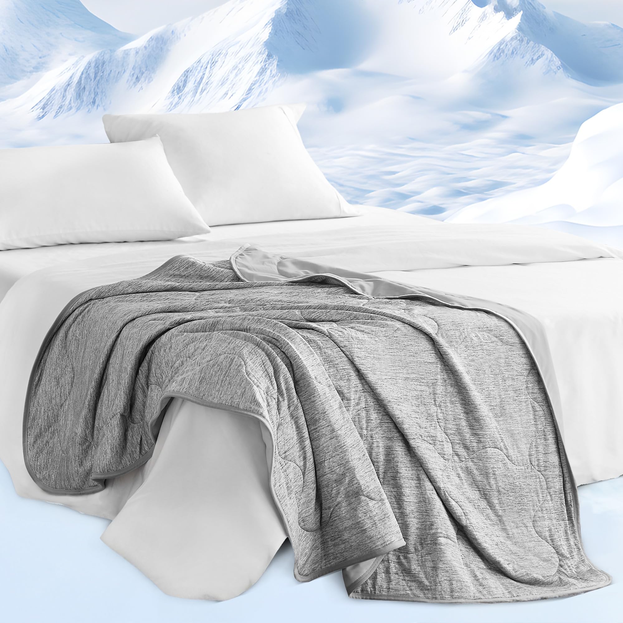 Sharper Image Cozy Jersey Knit Throw Blanket Ultra-Soft & Cooling Touch Throw Chic Ogee Quilting, All Season & Lightweight Summer Throw Blanket Cozy