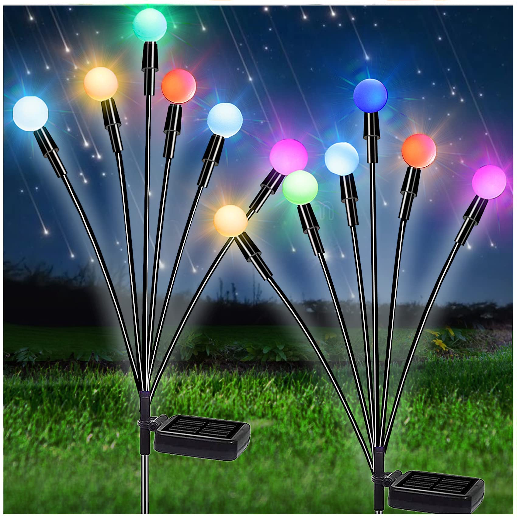 Outdoor Solar Garden Lights 2 Pack Solar Powered Lights with 12 Glowworm Lamp Swaying When Wind Blows Decorative Starburst Swaying Light Underground Lights for Garden, Patio, Backyard(Stainless Steel) (B09R1YGQGK) Amazon Price History, Amazon Price Tracker