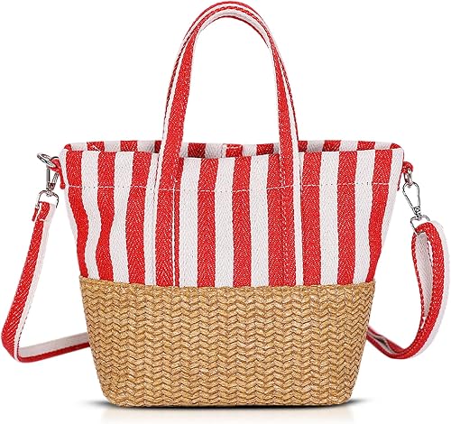 QTKJ Straw Beach Bag for Women, Large Capacity Tote Bag, Handbag for Vacation, T