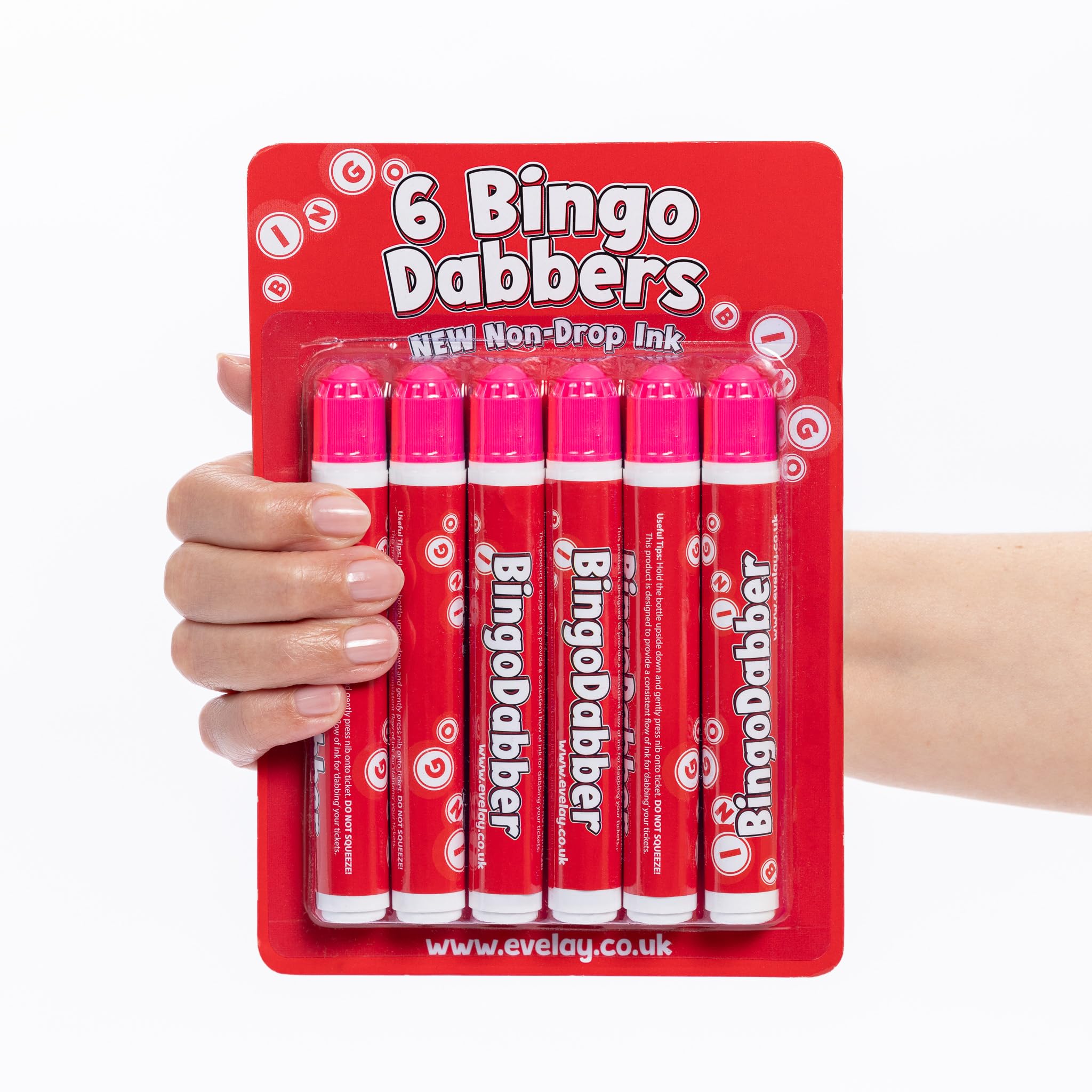 evelay 6 Bingo Dabbers - 20ml Slimline Markers, Pink - Image 3