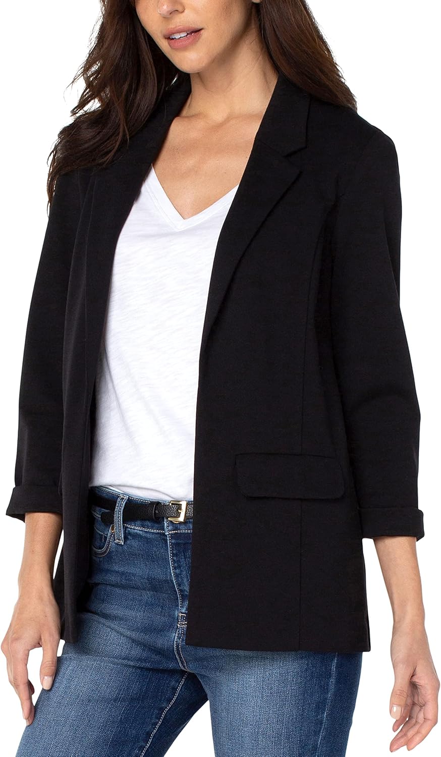 Liverpool™ Los Angeles Boyfriend Trendy Blazer with Princess Darts – Blended Polyester – Front Pockets Black LG One Size - Image 4