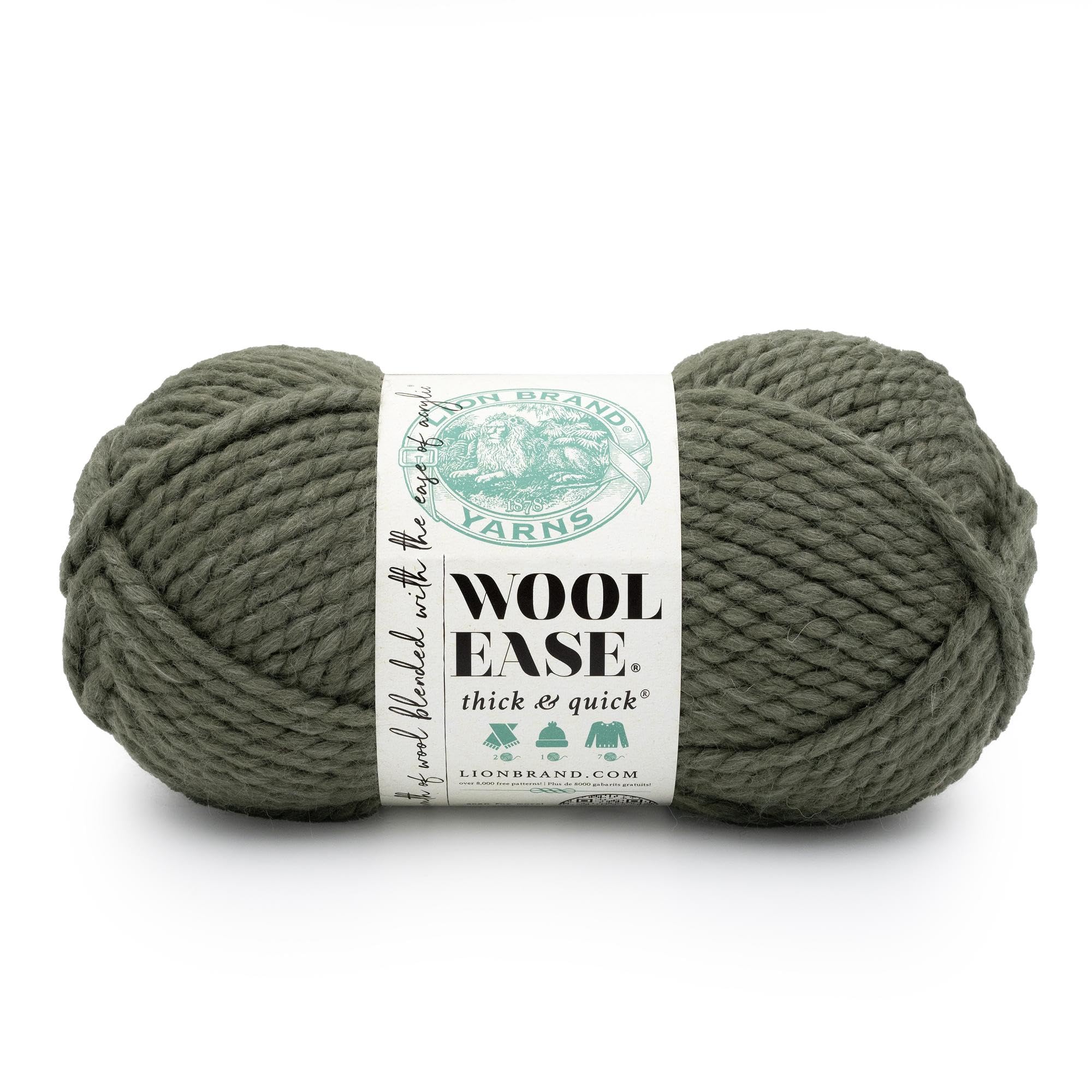 Lion Brand Yarn, Wool-Ease Thick & Quick Yarn, Seaweed, Green, 1 Pack — image 1