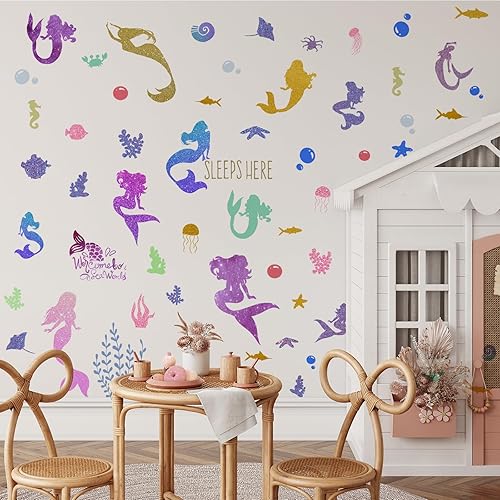 Miniatura 122 de Adhesivo decorativo para pared, diseño de luna morada, flores, mariposa, nubes, para decoración de dormitorio, sala de estar