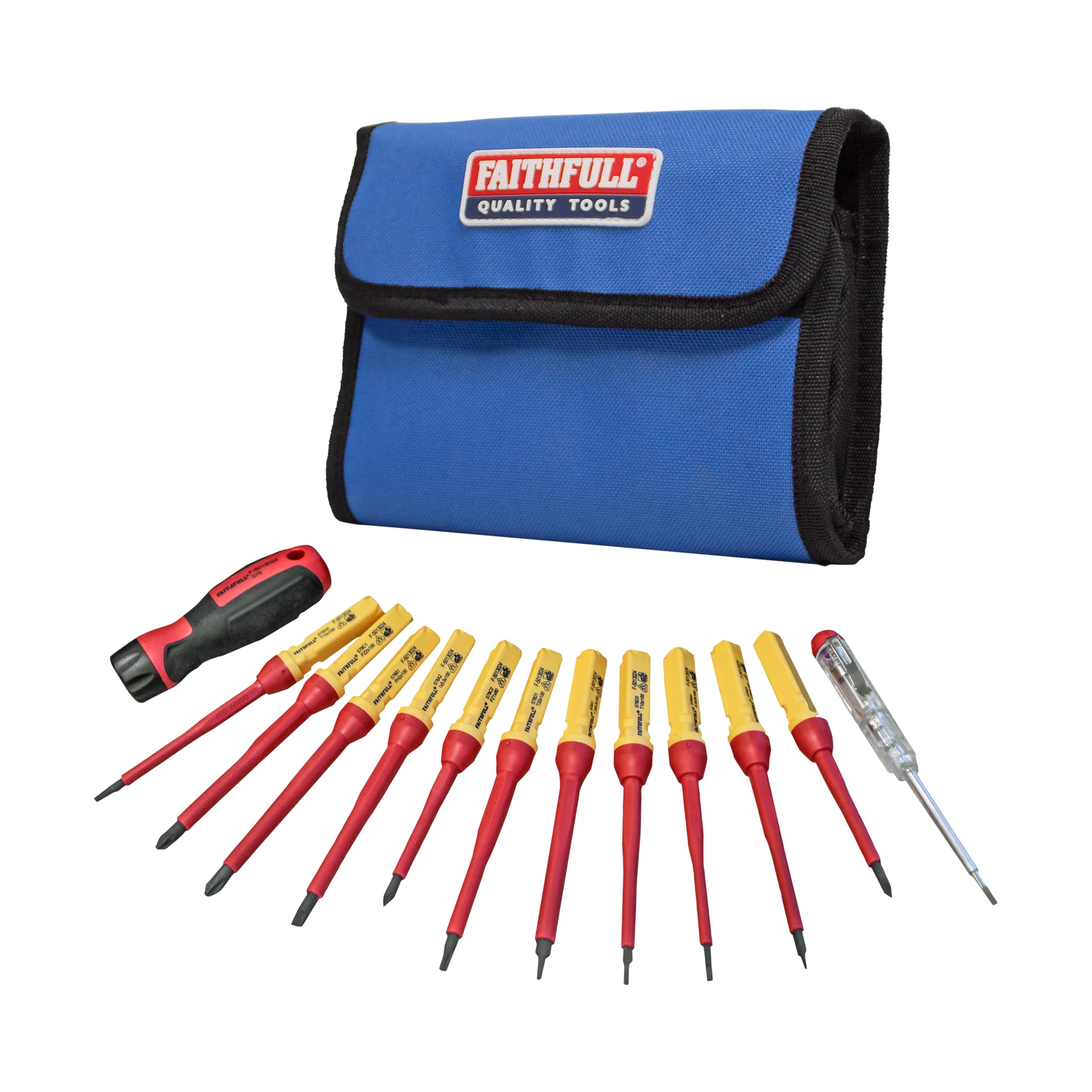 Faithfull Screwdriver Set - 13 Piece - VDE - Red