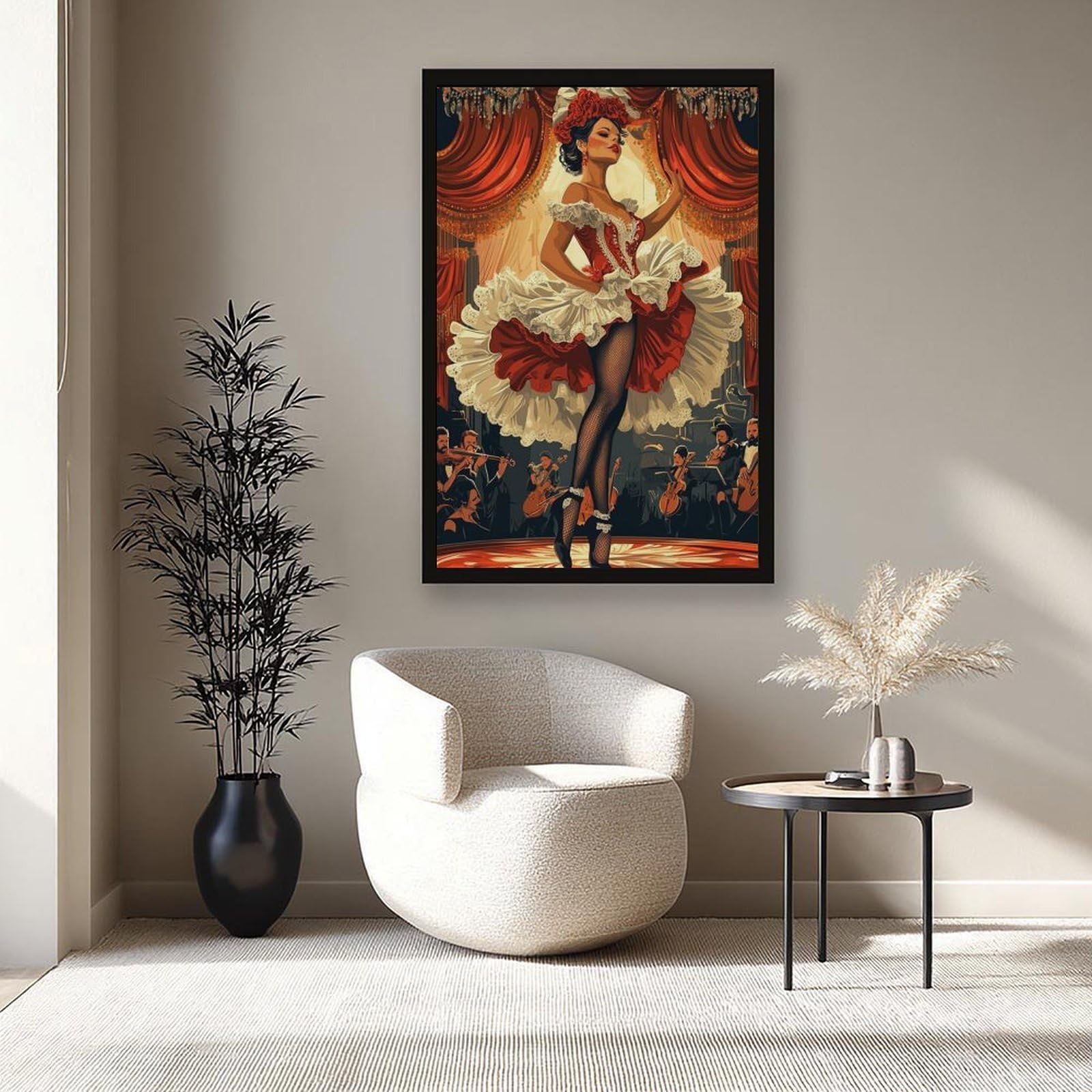 LXWNZE Cabaret parigino, poster artistico su tela con danza francese Cancan, decorazione per camera da letto, ufficio, stanza, regalo, 61 cm L x 91,4 cm W