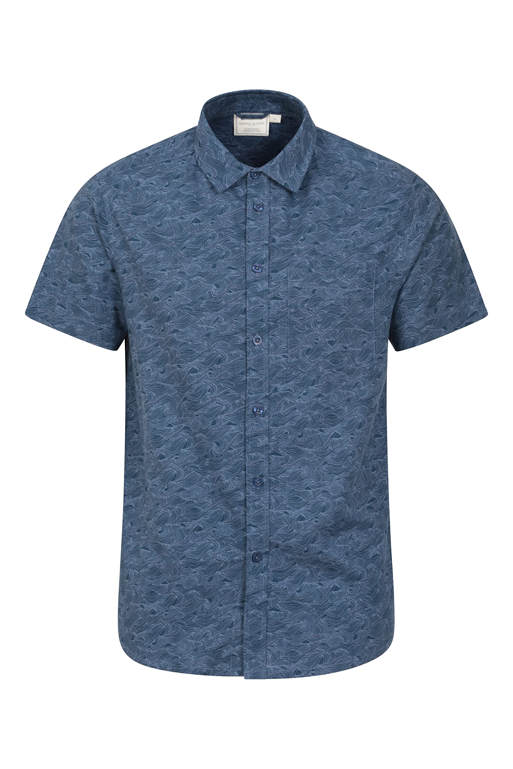 Mountain WarehouseWave Print Mens Short-Sleeved Shirt - Casual, Lightweight & Comfortable T-Shirt, 100% Cotton & Easy Care - Best for Outdoors, Walking & Hiking