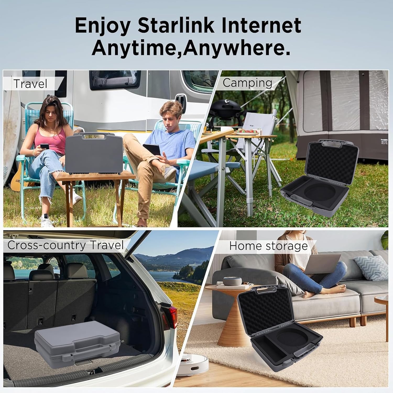 YWBL-WH Large Capacity Portable Satellite Hard Carrying Travel Case, Water Proof, Dust Proof, Abrasion with Soft Foam Interior, Compact Size and Lightweight Design