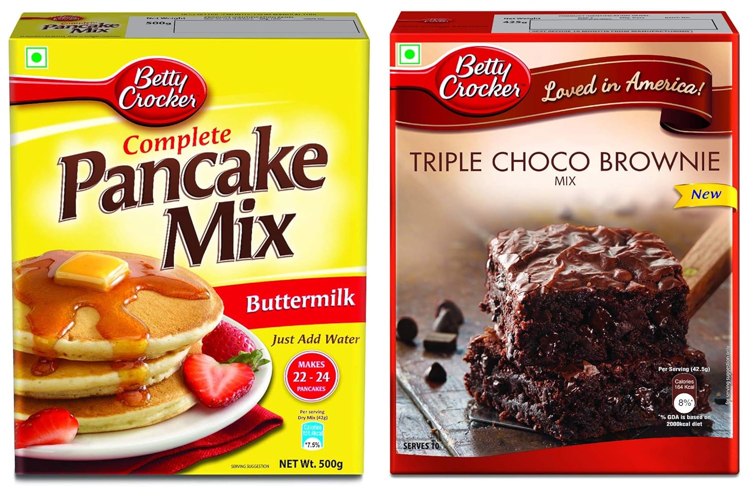 Betty Crocker Pancake Mix, Buttermilk 500 g and Betty Crocker Cake Mix