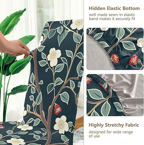 Miniatura 3 de Fashion Flower Blossom White Dark Blue Decorative Chair Protectors for Wedding Banquets Washable Stain-Resistant Chair Covers cobertores para sillas