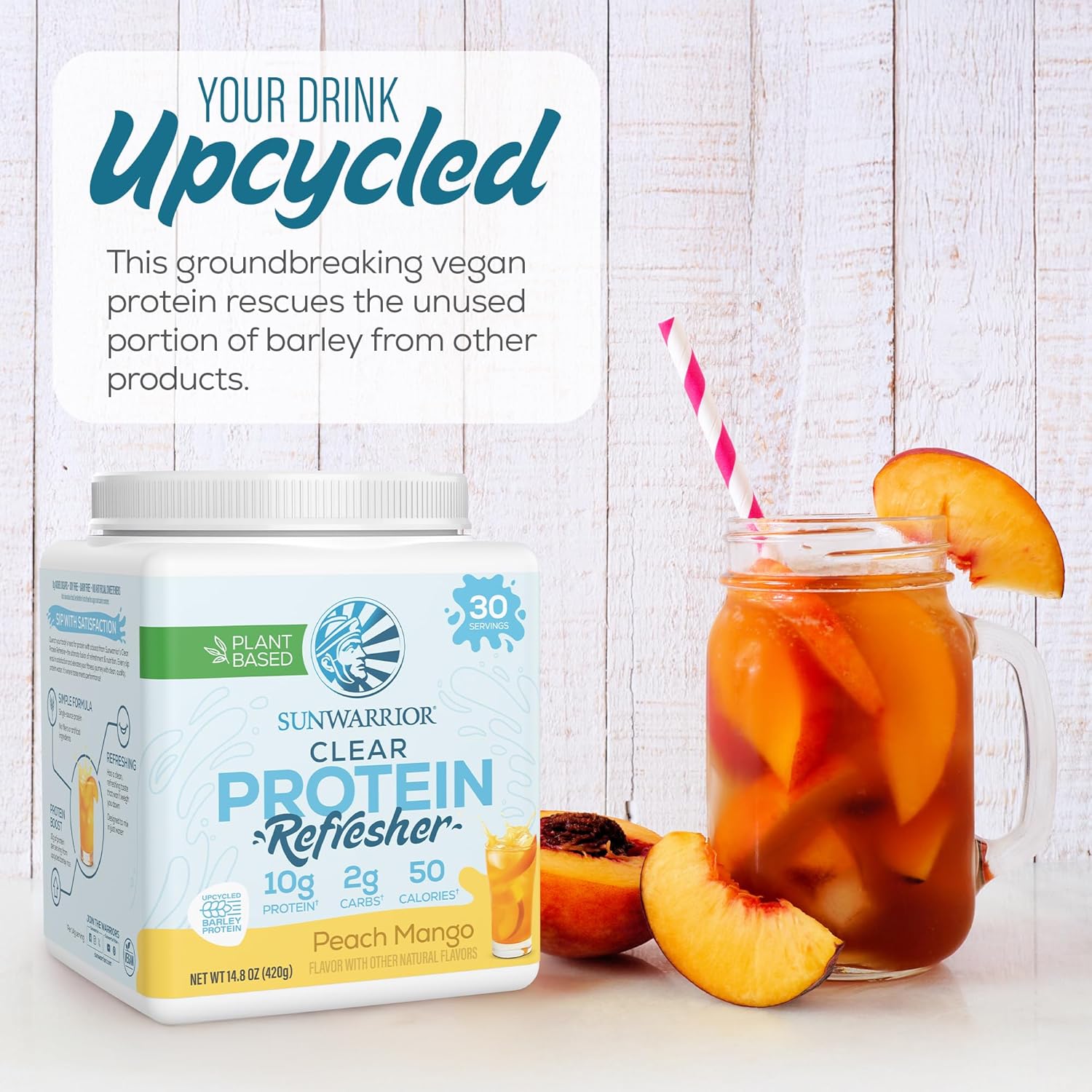 Sunwarrior Clear Protein Powder Plant-Based Water Mix, Vegan and Refreshing Protein and Hydration Supplement 10g Per Serving Peach Mango Flavored 420g Tub 30 Servings - Image 6