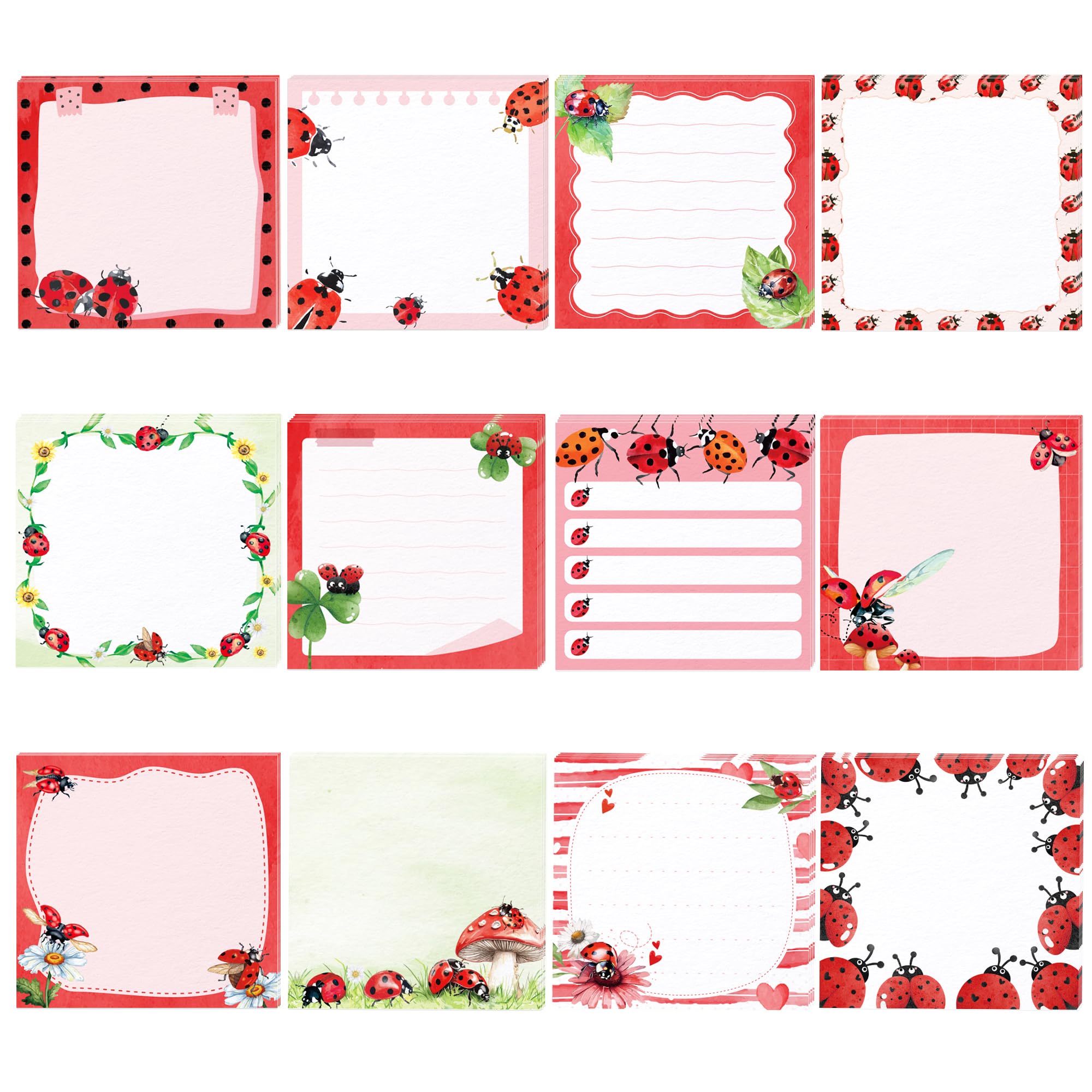 Blocs de notes adhésives coccinelle pour cadeaux et décoration - 8