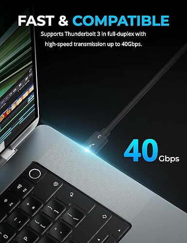 Miniatura 4 de SABRENT Cable Thunderbolt 3 USB-C certificado de 7.8 pulgadas (7.9 in)  40 Gbps  Carga de 100 W  Chip E Mark  para MacBook, laptops, puertos CB-T320