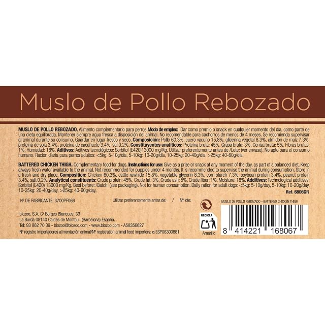 Foto 4 de 4 de Biazoo - Muslo de Pollo Rebozado 500g. Snack para Perros. Altamente digerible y con Alto Contenido…