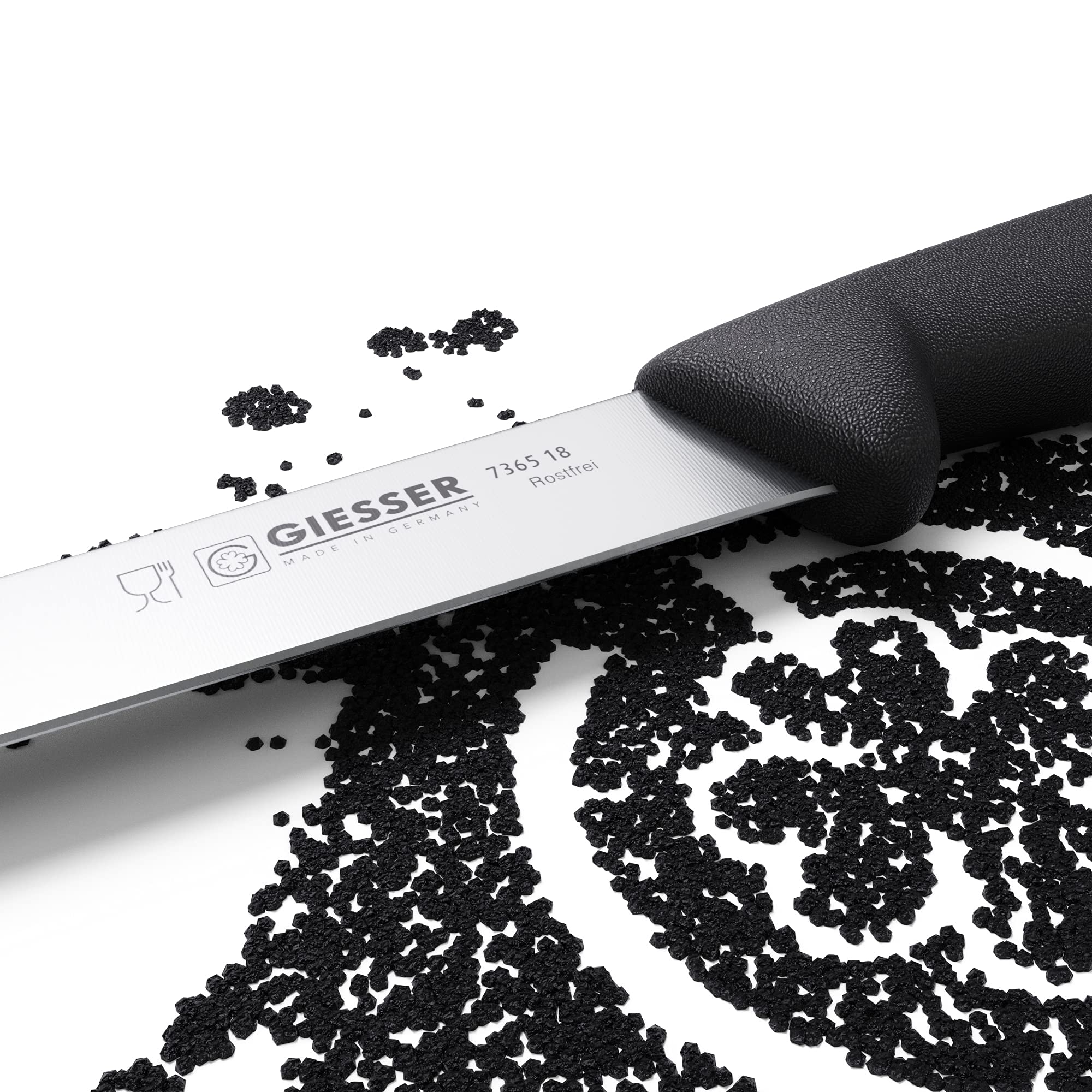Giesser depuis 1776 - fabriqué en Allemagne - Couteau à fileter noir, Basic Black, lame 18 cm, antidérapant, couteau à fileter lavable au lave-vaisselle, inoxydable