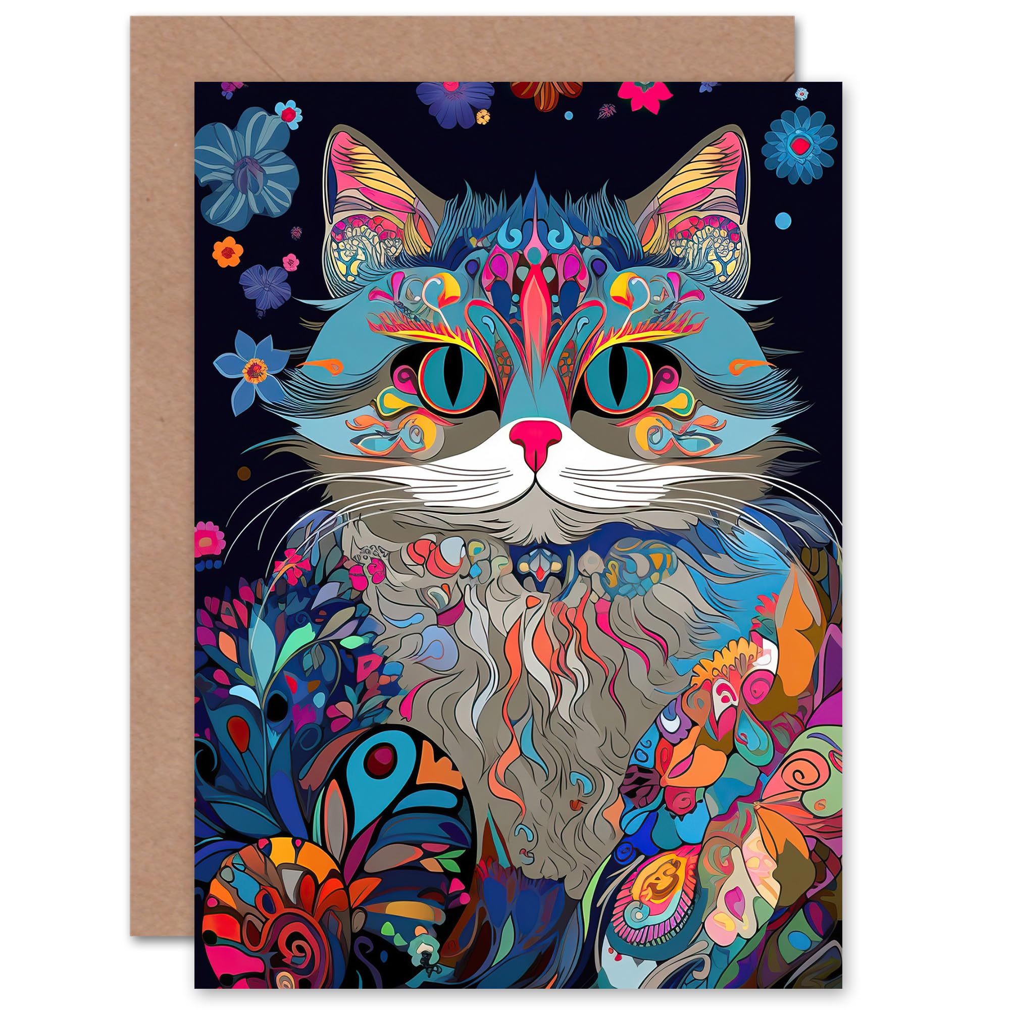 Artery8 Alice in Wonderland Original Cheshire Cat for Wife Her Mum Sister Daughter Mom Gran Nan Birthday Thank You Congratulations Blank Art Greeting Card