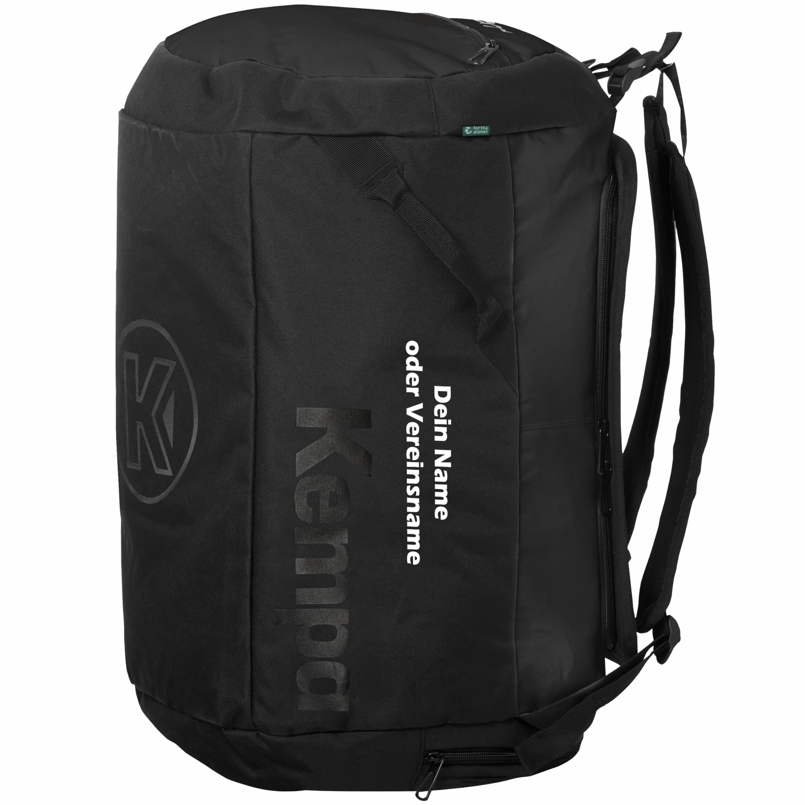 Kempa Sporttasche mit Rucksack-Funktion schwarz 60L mit Aufdruck Name
