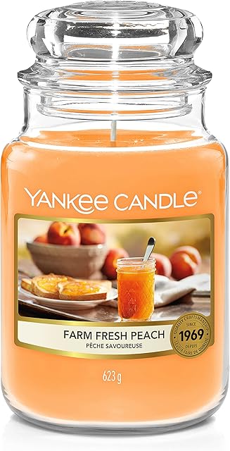 Yankee Candle Farm Fresh Peach Świeca Zapachowa, Pomarańczowy, L
