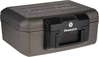 SentrySafe Fireproof Safe with Key Lock, Chest Lock Box for Home or Travel Secures Money, Documents, 0.18 Cubic Feet, 6.1 x 14.3 x 11.2 Inches, 1210