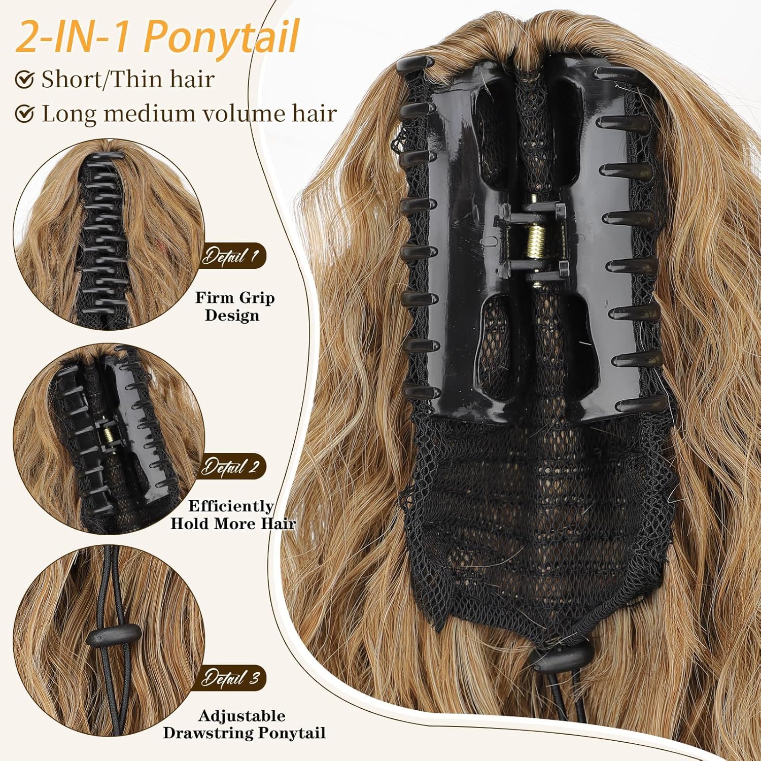 PORSMEER Claw Ponytail Hair Extension 30 inches - Image 2