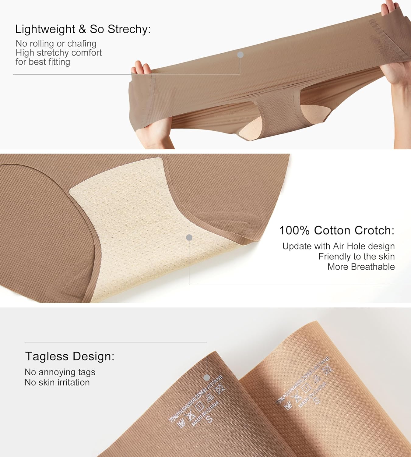 SHARICCA Womens Seamless Underwear No Show Hipster Panties Invisible Lightweight Nuage Bikinis Briefs Microfiber Pack - Image 6