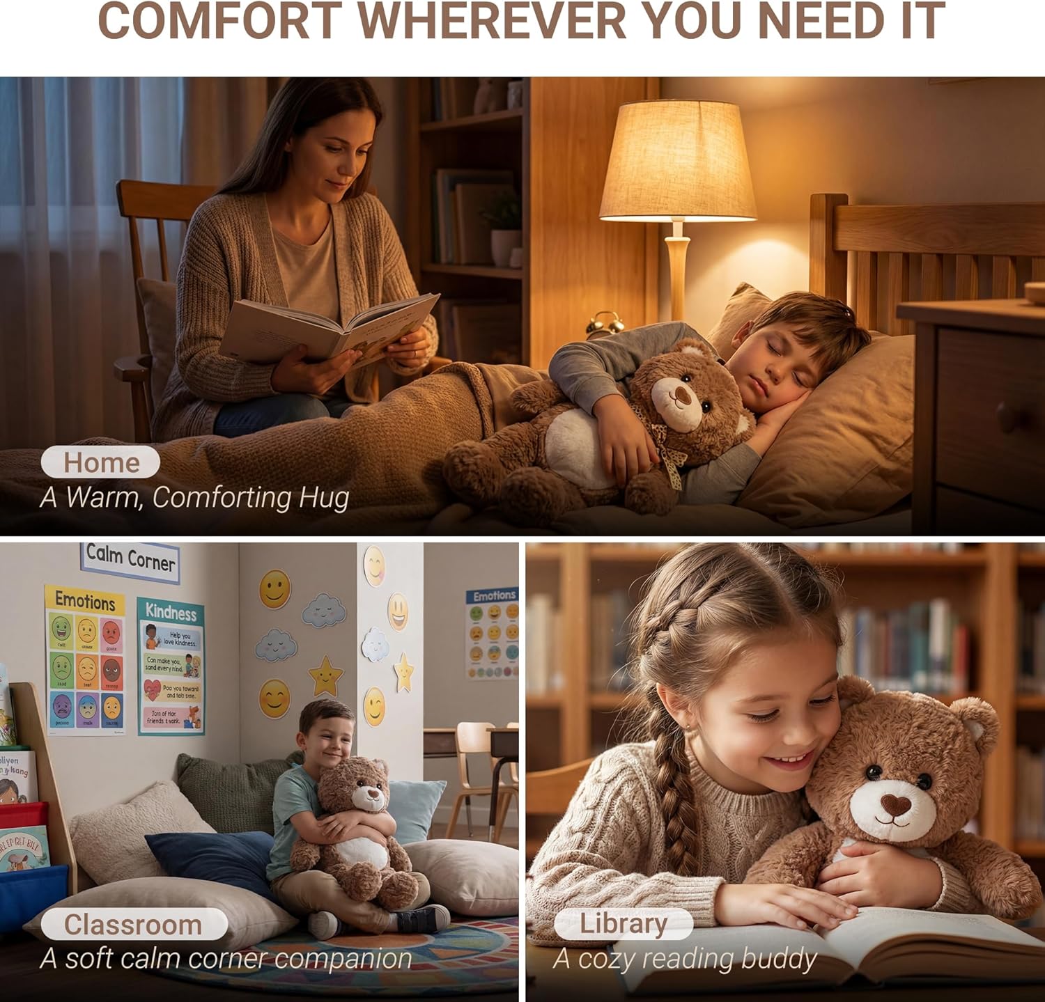 Teddy Bear Heating Pad Plush, USB Powered Electric Heated Stuffed Animal with 3 Heat Levels & Timer, Soft Warm Bear Plushie Cushion, Classic Teddy Bear Gift for Mom Women Teen Girls