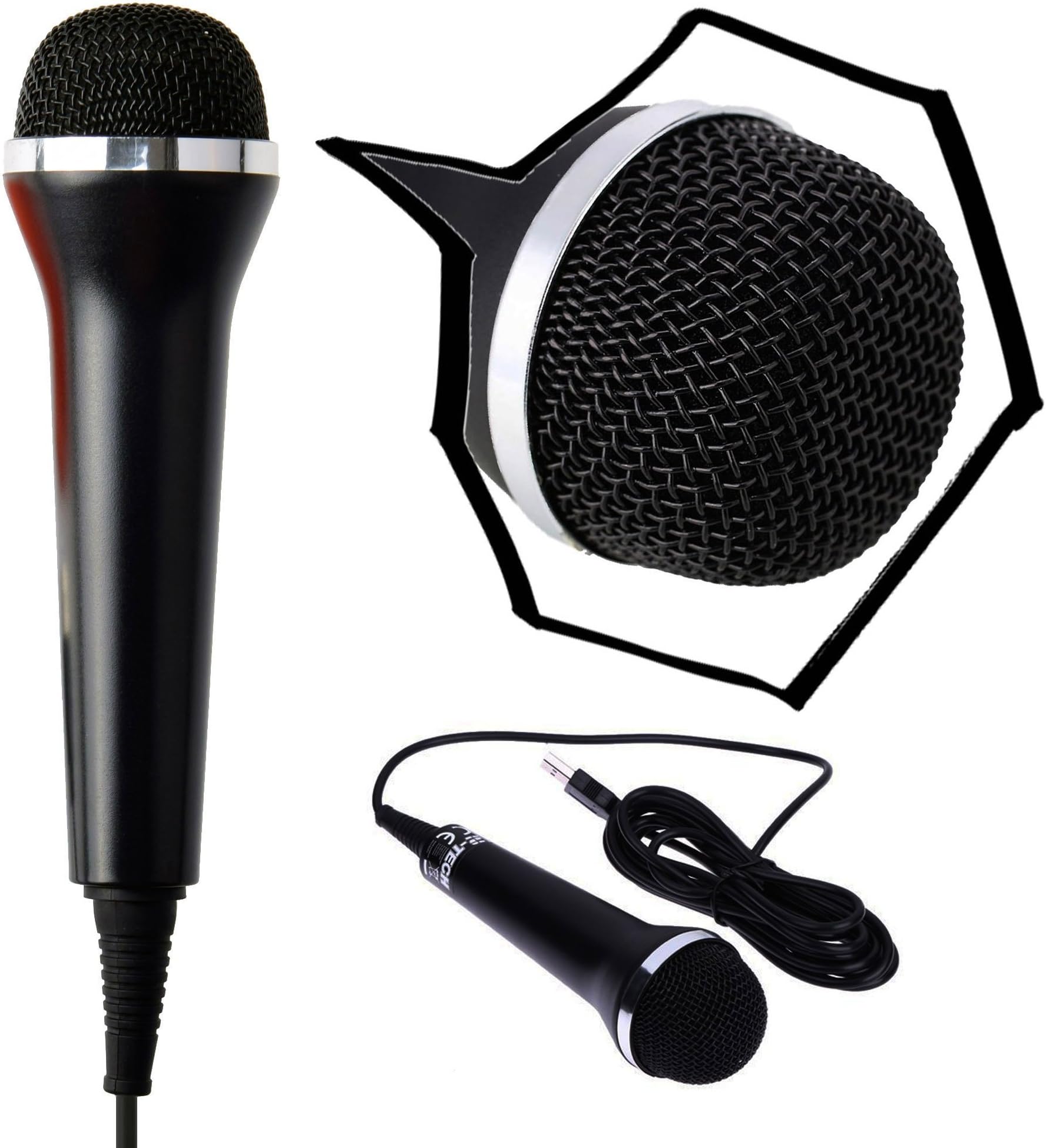 Mcbazel Gam3Gear Universal USB Audio Wired Karaoke Micrphone Mic for PS4 Slim/Pro/PS3/Xbox One/S/Xbox 360/Wii/Switch/PC