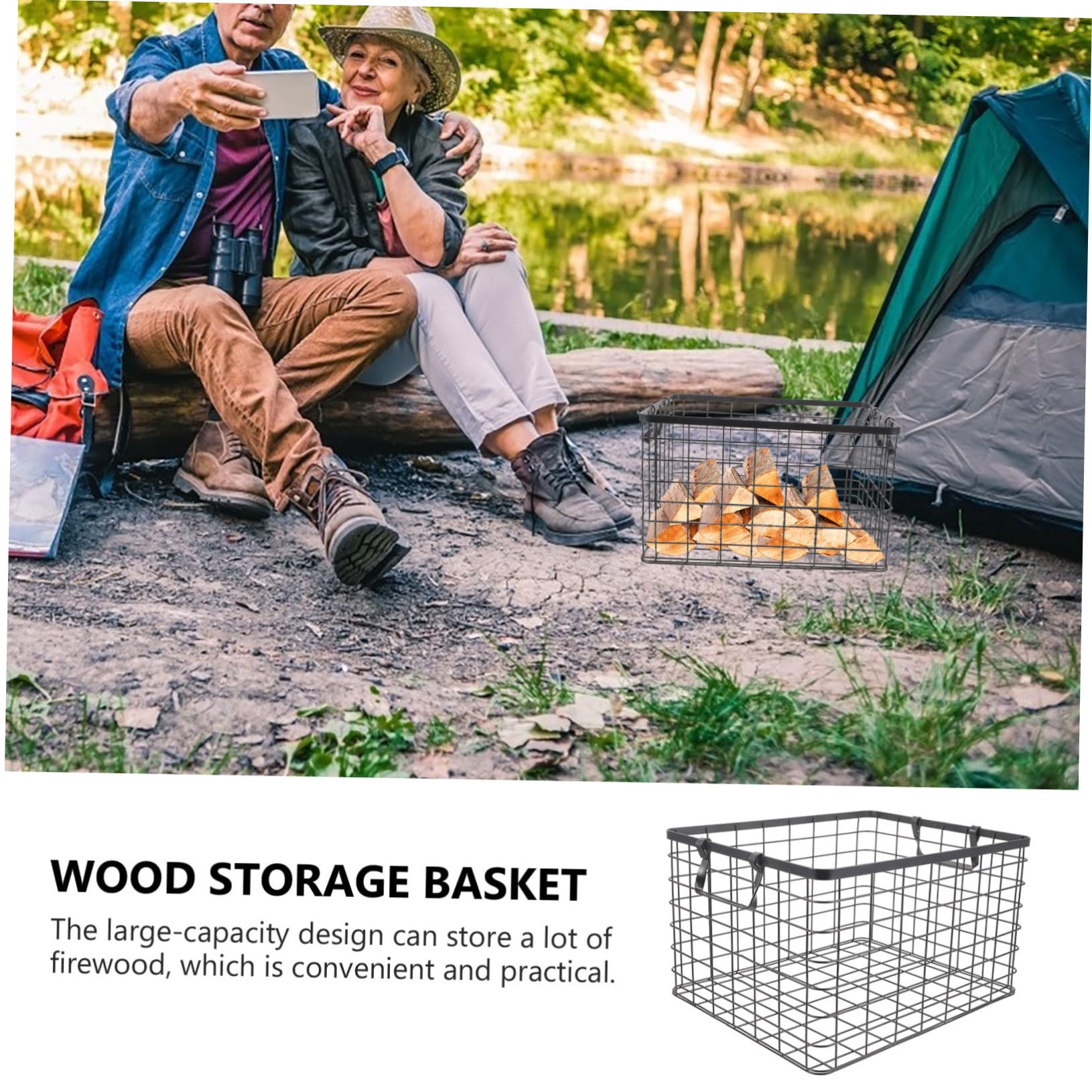 エキスパンドメタル メッシュカゴ 薪入れ