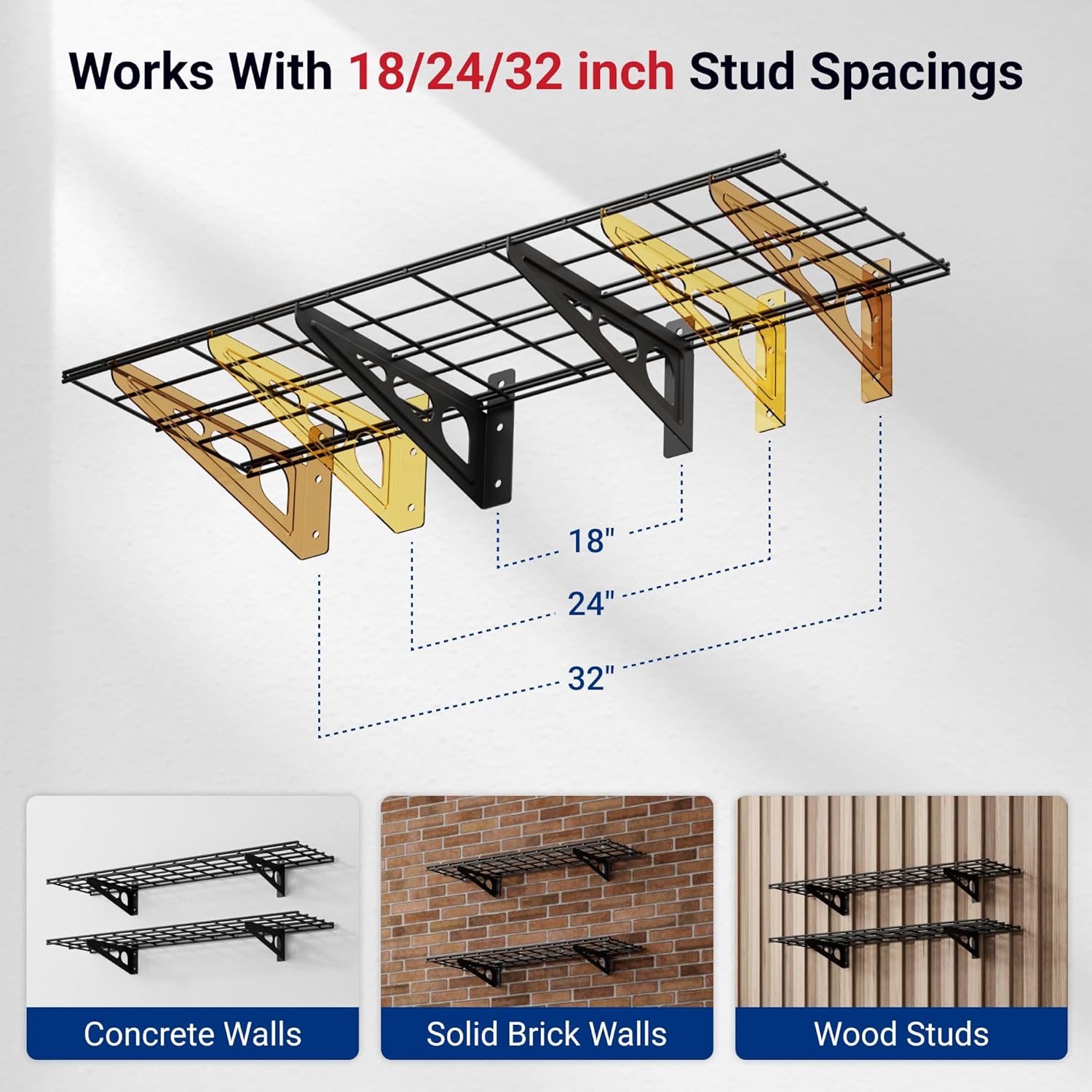 FLEXIMOUNTS 2-Pack 1x4ft 12-inch-by-48-inch Wall Shelf Garage Storage Rack Wall Mounted Floating Shelves, Black, Classic Series - Image 6