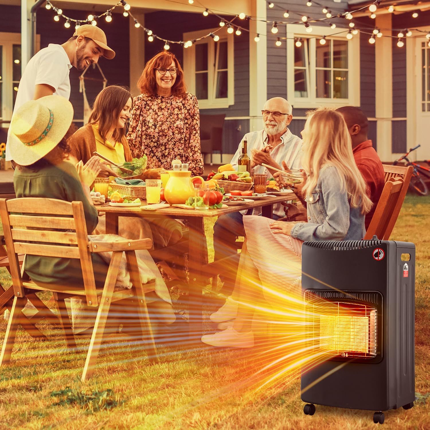 Gasheizofen 4,2 KW Gasheizgerät Faltbar Gasheizer mit Druckregler & Schlauch, inkl. Überhitzungsschutz und Kippschutz, ODS, Piezozünder, 305 g/h Gasverbrauch, Butan oder Propangasflaschen