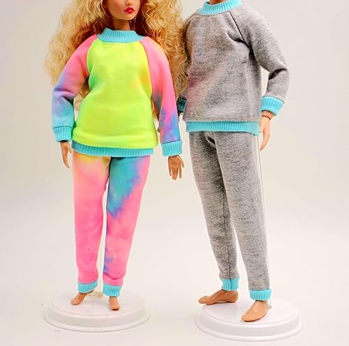 Ropa casual hecha a mano para muñecas regulares y curvas de 12 pulgadas, muñeca femenina y masculina Cora Gu Colorida ropa casual apta para muñecas