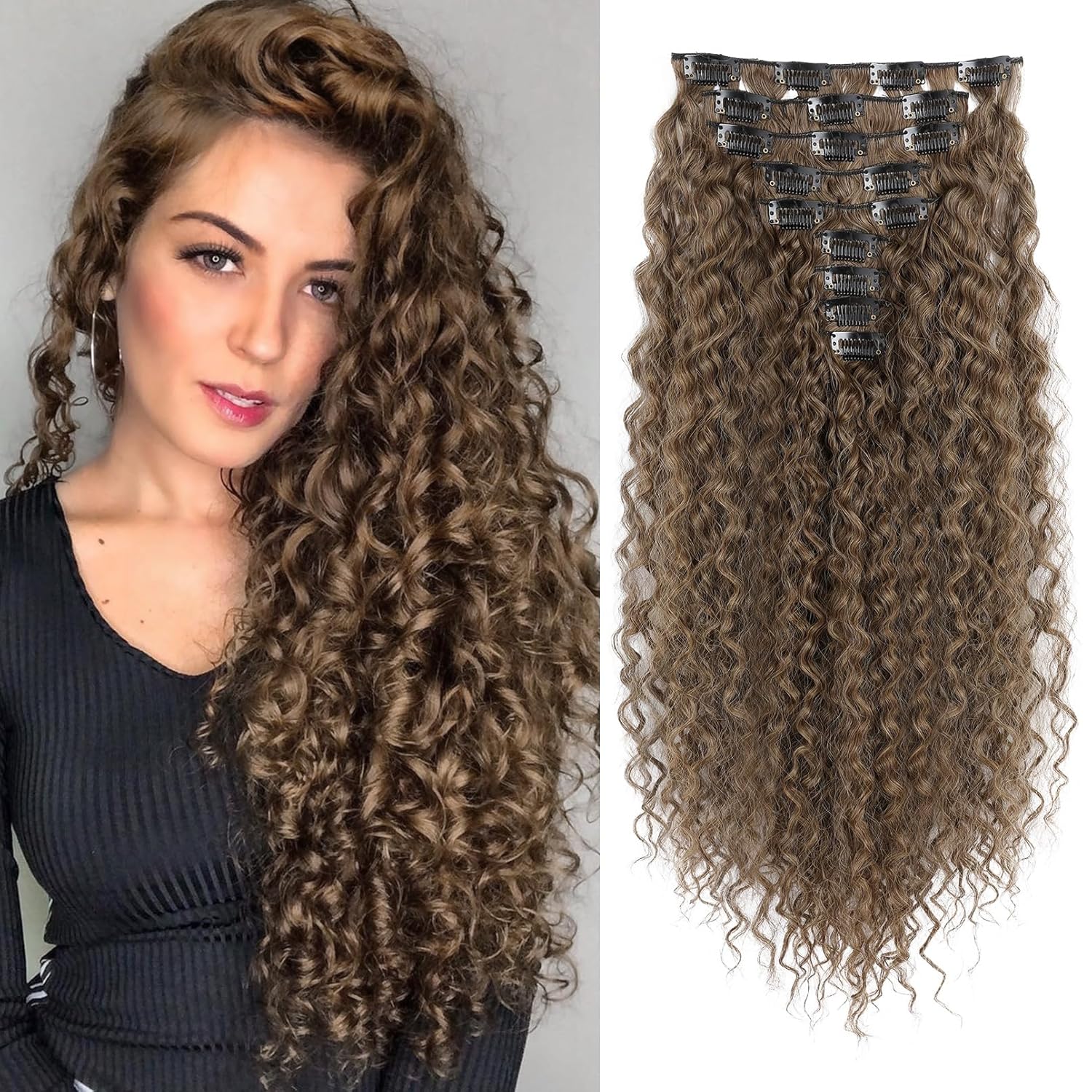 LONAI Hair Extension,9PCS 22" Curly Clip in Hair Extensions LN002 Long Soft Thick