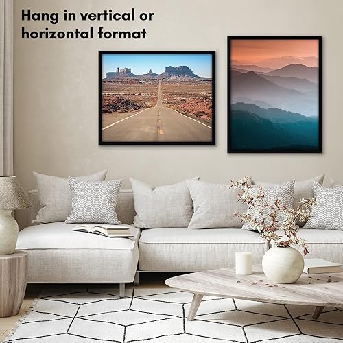 Vista 595 de Americanflat - Marco para póster de 71 x 74 cm con plexiglás pulido, portarretratos negro de madera industrializada, Epic Collection, marco ancho