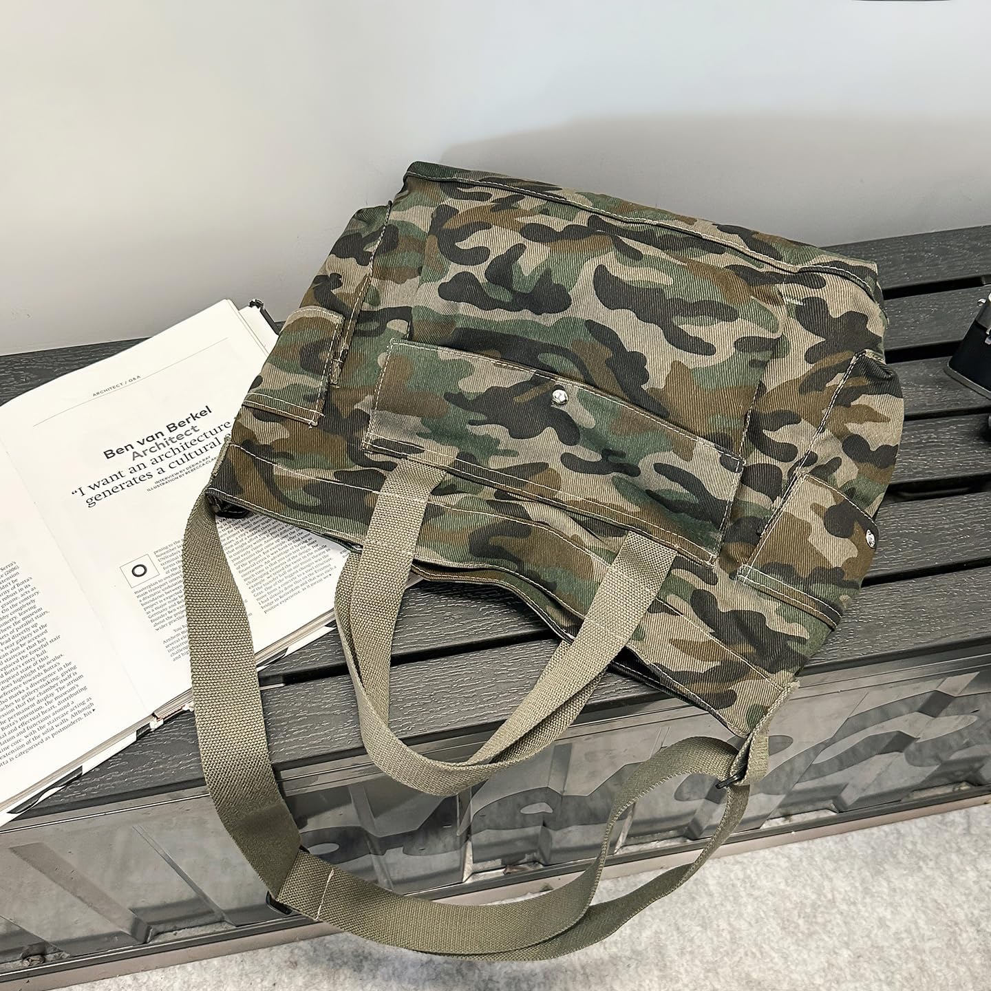 MaxxCloud Unisex Camo&Leopard Hobo Tote Bag-Canvas Messenger Bag-Casual Crossbody Hobo Bag for Men Women,Outdoor Daypack