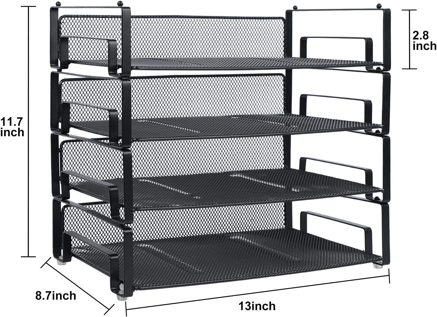 Samstar Stackable Letter Paper Tray, Desk File Organizer Paper Sorter for Letter/A4 Size Folders Documents, Mesh Made, Pack of 4