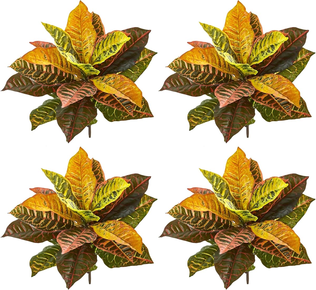 nº21 en Decoración de habitación con plantas de tacto real Croton de jardín artificial | Follaje multitonal, juego de 4 plantas otoñales de tacto real, ideal para jarrones, barra de cocina y decoración de sala de estar