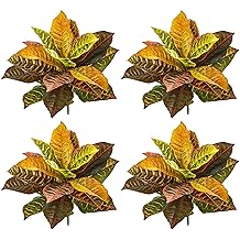 Nearly Natural 21 Garden Croton Artificial Real Touch Set of 4 Silk Plants, Mixed